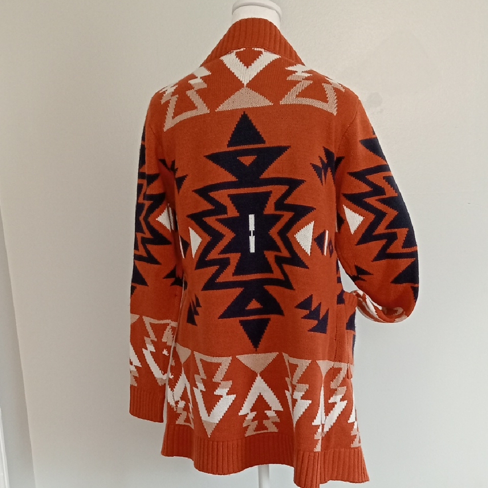 Cato Geometric Patterned Rust Cardigan - image 7